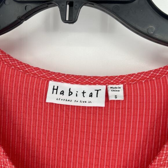 Habitat Red Check Tunic Top Asymmetric Hem Short Sleeve Stretch Size S - Picture 8 of 9